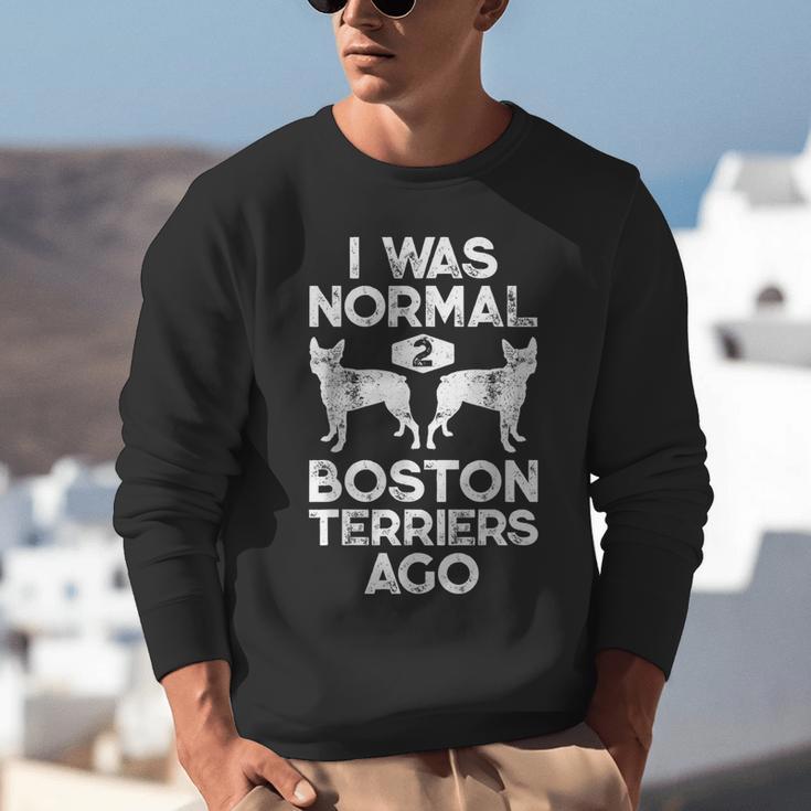 I Was Normal 2 Boston Terriers Ago Dog Lover For Men Women Girls Kids Unisex Sweatshirt, funny gift
