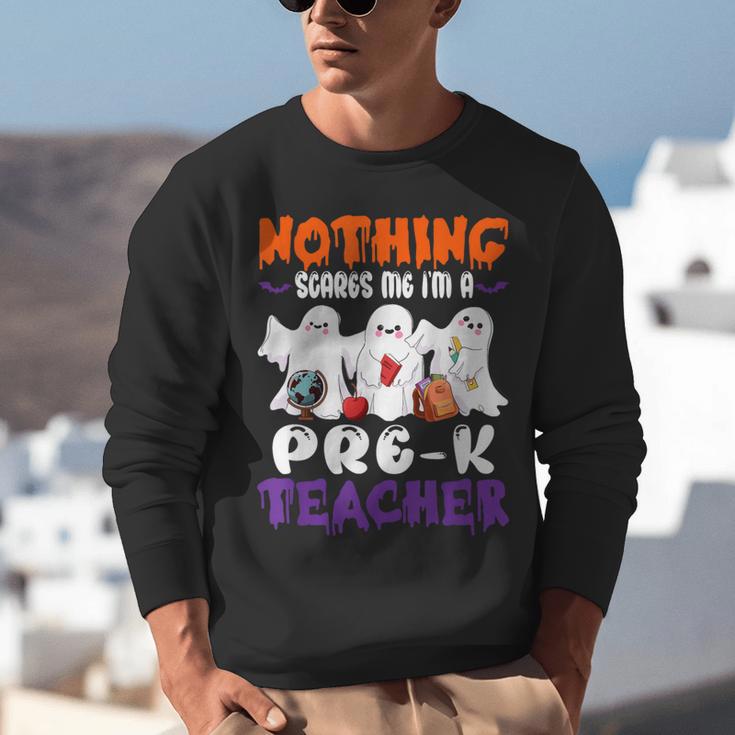 Nothing Scares Me I'm A Pre-K Teacher Halloween Ghosts Unisex Sweatshirt, funny gift