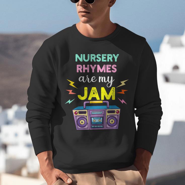 Nursery Rhymes Are My Jam 80s Retro Teachers & Students Kids Unisex Sweatshirt, funny gift Nursery Rhymes Are My Jam 80s Retro Teachers & Students Kids Unisex Sweatshirt, funny gift
