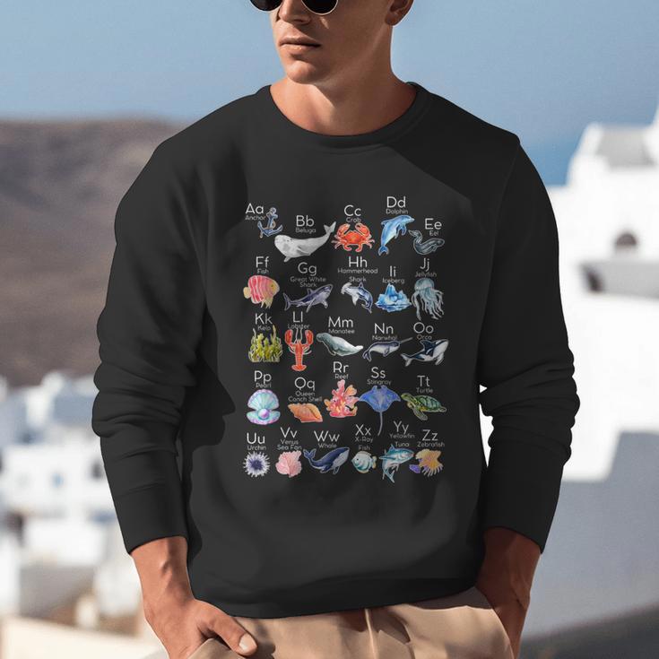 Ocean Animals Alphabet Cute Sea Life ABC Marine Kids Teacher Unisex Sweatshirt, funny gift