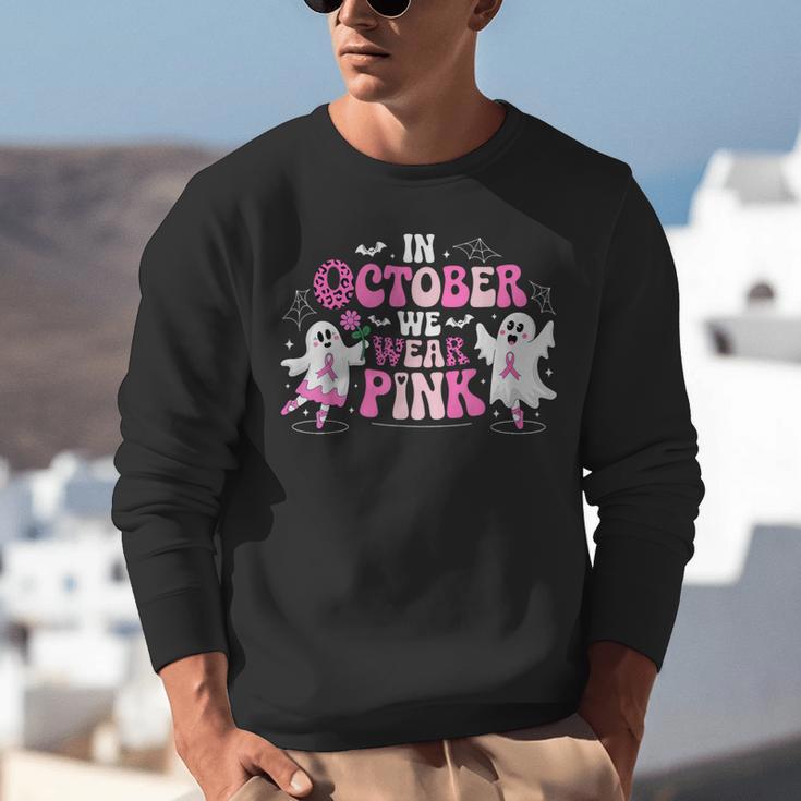 In October We Wear Pink Ballet Ghost Teacher Breast Cancer Unisex Sweatshirt, funny gift