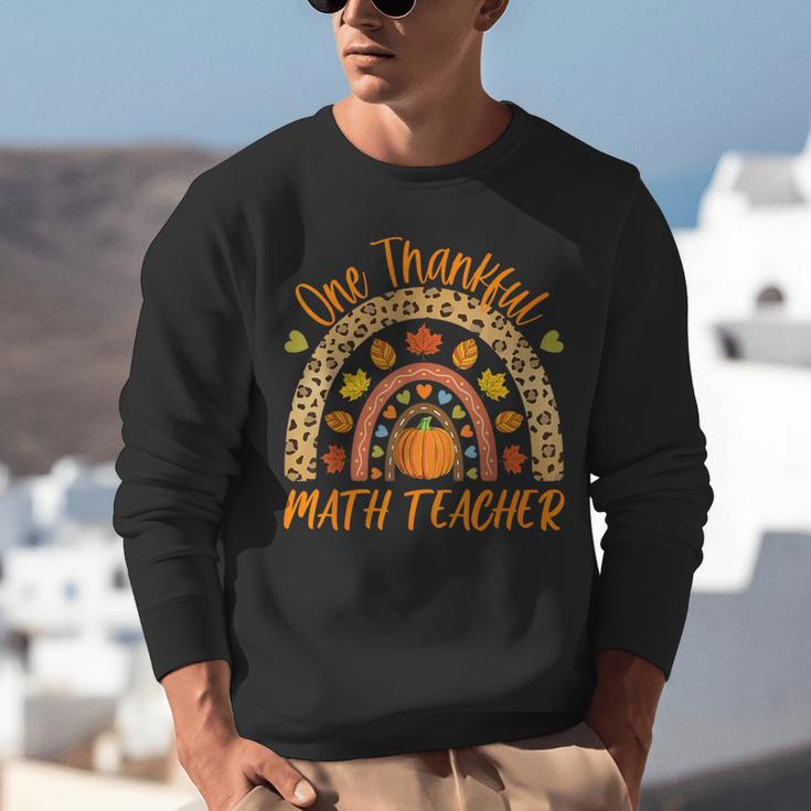 One Thankful Math Teacher Thanksgiving Autumn Fall Rainbow Unisex Sweatshirt, funny gift