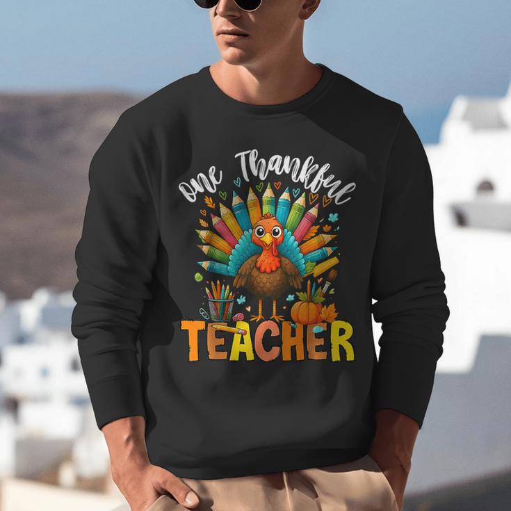 One Thankful Teacher Thanksgiving Turkey Cute Crayon Pencil Unisex Sweatshirt, funny gift One Thankful Teacher Thanksgiving Turkey Cute Crayon Pencil Unisex Sweatshirt, funny gift