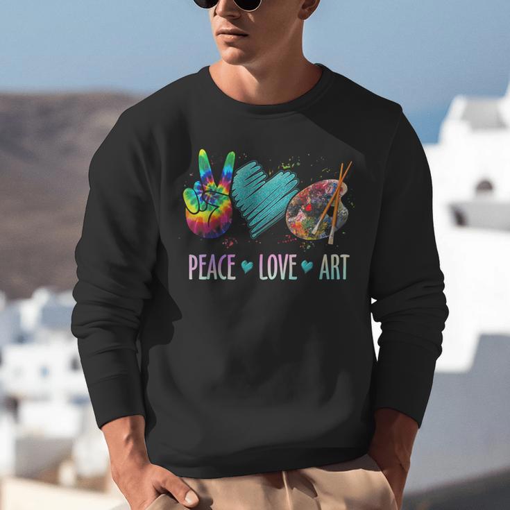Peace Love Art Painting Palette Art Teacher Unisex Sweatshirt, funny gift