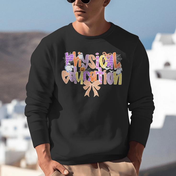 Physical Education Halloween Bow Checkered Teacher Ghost PE Unisex Sweatshirt, Pe Teacher Sweatshirts, funny gift Physical Education Halloween Bow Checkered Teacher Ghost PE Unisex Sweatshirt, Pe Teacher Sweatshirts, funny gift