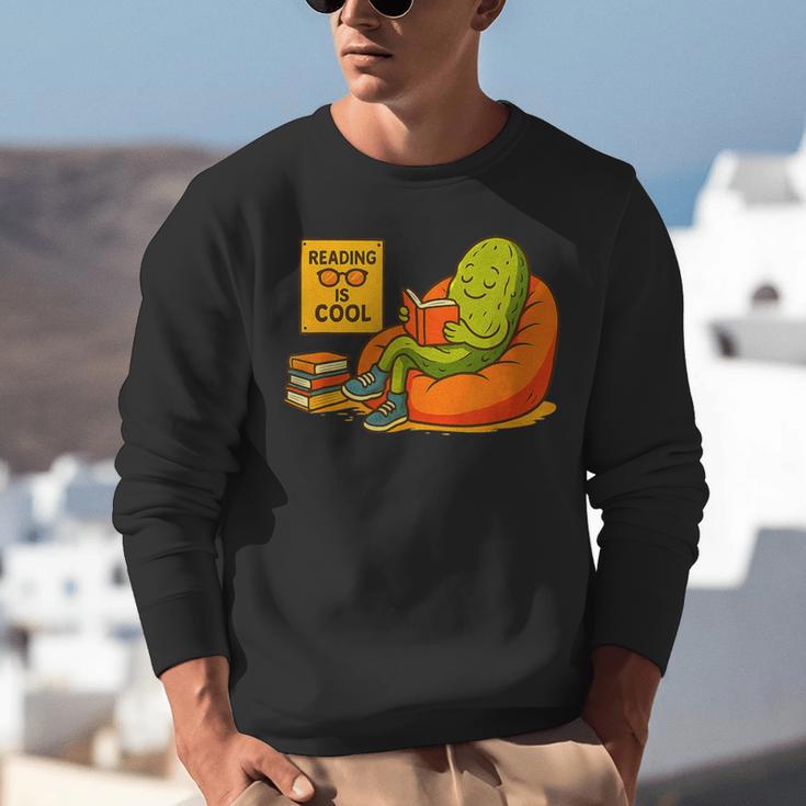 Pickle Reading Books Bookworm Teacher Librarian Kids Retro Unisex Sweatshirt, funny gift Pickle Reading Books Bookworm Teacher Librarian Kids Retro Unisex Sweatshirt, funny gift