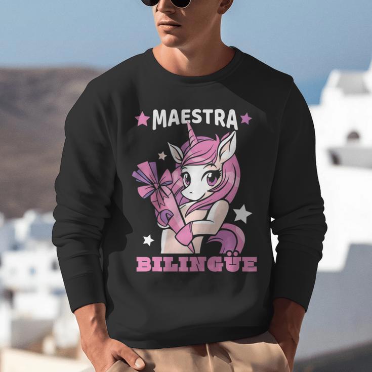 Pink Unicorn Spanish Teacher Regalos Para Bilingue Teacher Unisex Sweatshirt, funny gift