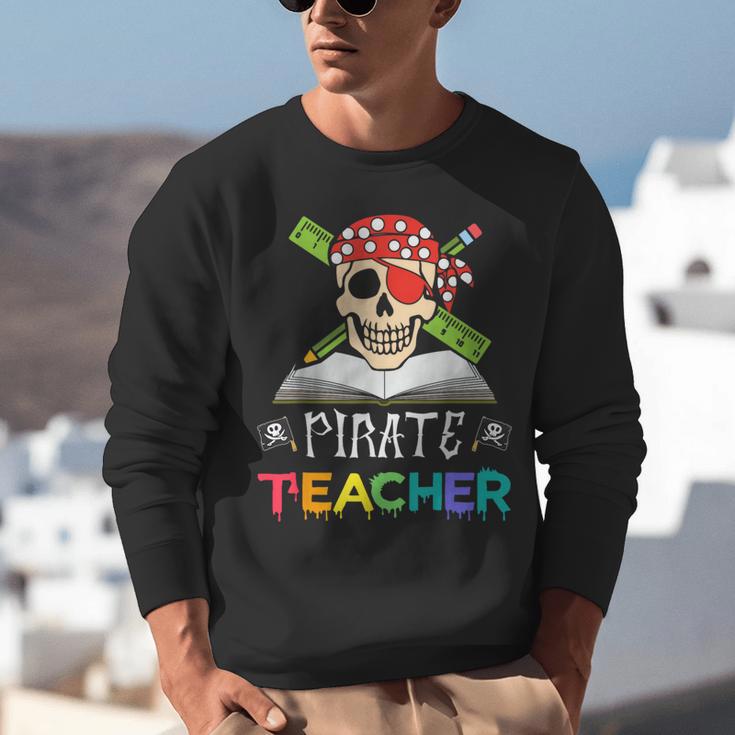 Pirate Teacher Halloween Skull Adult Unisex Sweatshirt, funny gift