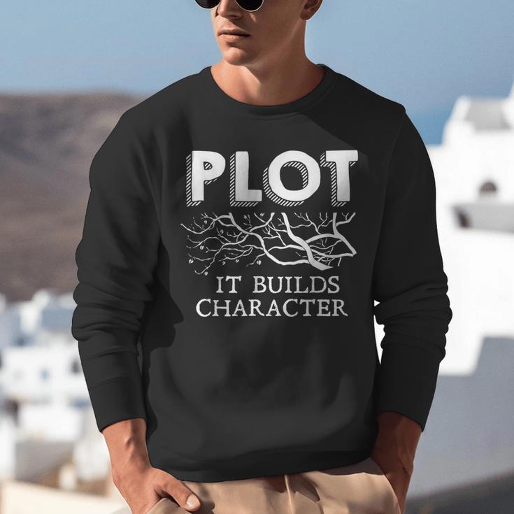 Plot It Builds Character Book Reading Teacher Unisex Sweatshirt, funny gift Plot It Builds Character Book Reading Teacher Unisex Sweatshirt, funny gift