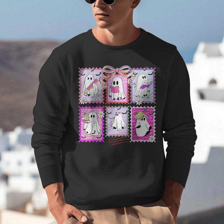 Preppy Spooky Teacher Halloween Ghost Coquette Bow Autumn Unisex Sweatshirt, funny gift Preppy Spooky Teacher Halloween Ghost Coquette Bow Autumn Unisex Sweatshirt, funny gift