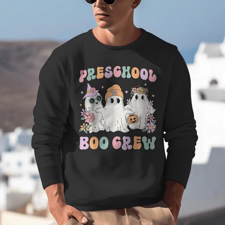 Preschool Boo Crew Groovy Halloween Floral Ghost Teacher Men Women Kids Unisex Sweatshirt, Groovy Teacher Sweatshirts, funny gift Preschool Boo Crew Groovy Halloween Floral Ghost Teacher Men Women Kids Unisex Sweatshirt, Groovy Teacher Sweatshirts, funny gift