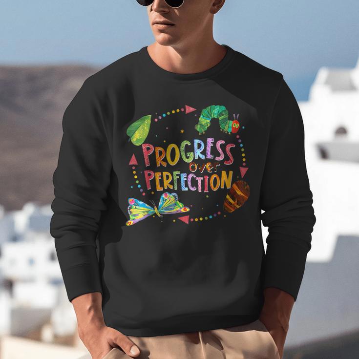 Progress Over Perfection Caterpillar Teacher Back To School Unisex Sweatshirt, funny gift Progress Over Perfection Caterpillar Teacher Back To School Unisex Sweatshirt, funny gift