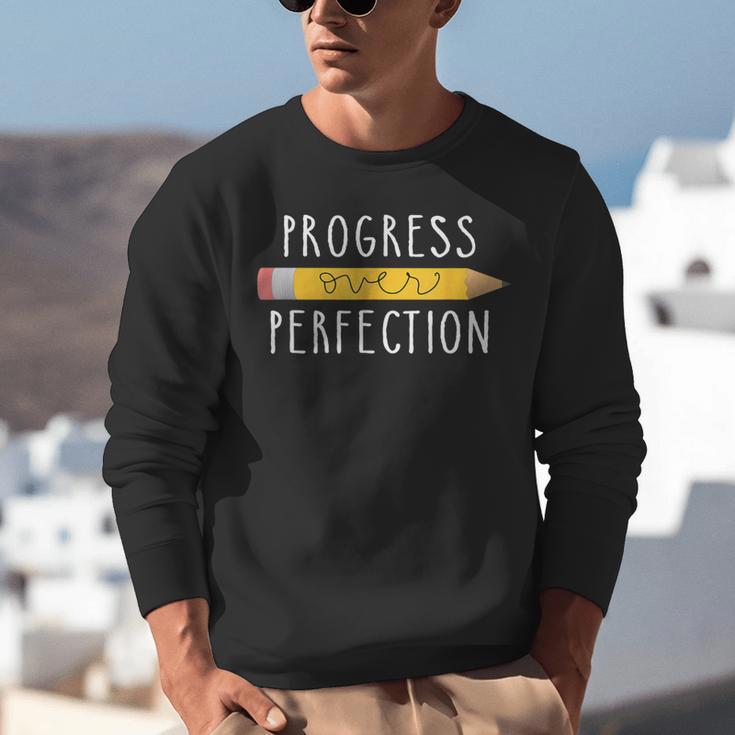 Progress Over Perfection Motivational Teacher Tee Unisex Sweatshirt, funny gift