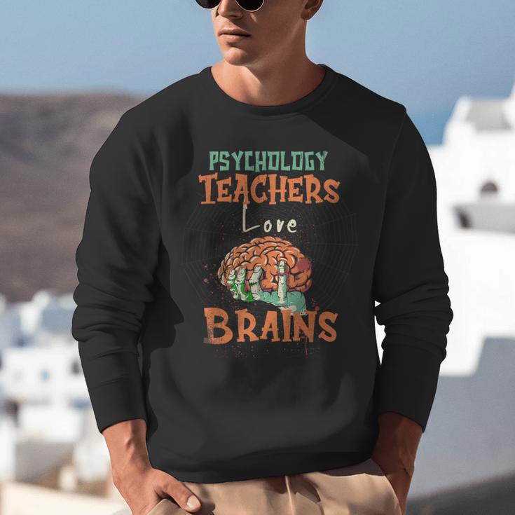 Psychology Teachers Love Brains Halloween For Psychologists Men Women Unisex Sweatshirt, funny gift