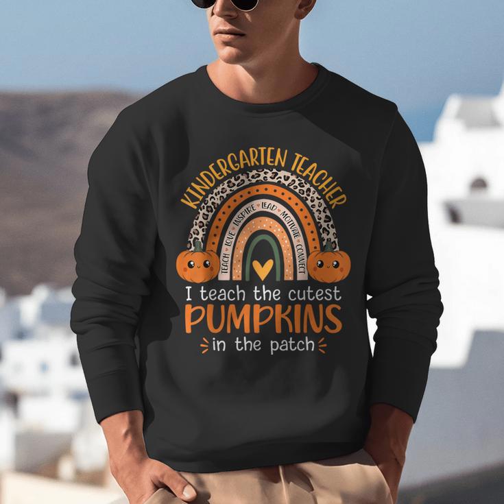Rainbow I Teach The Cutest Pumpkins Kindergarten Teacher Men Women Unisex Sweatshirt, funny gift