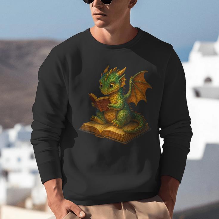 Reading Dragon Shirt For Bookish Teacher Librarian Bookworm Unisex Sweatshirt, funny gift