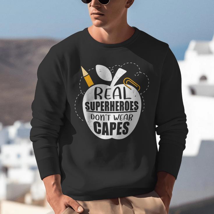 Real Superheroes Wear No Capes Teacher Design Teach Unisex Sweatshirt, funny gift Real Superheroes Wear No Capes Teacher Design Teach Unisex Sweatshirt, funny gift