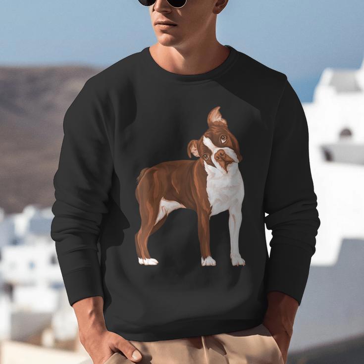 Red Boston Terrier Dog Unisex Sweatshirt, funny gift