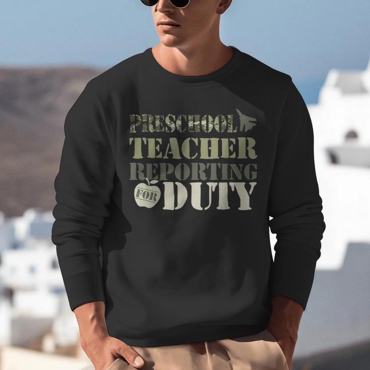 Retro Back To School Women Old Camo Preschool Teacher Unisex Sweatshirt, funny gift Retro Back To School Women Old Camo Preschool Teacher Unisex Sweatshirt, funny gift