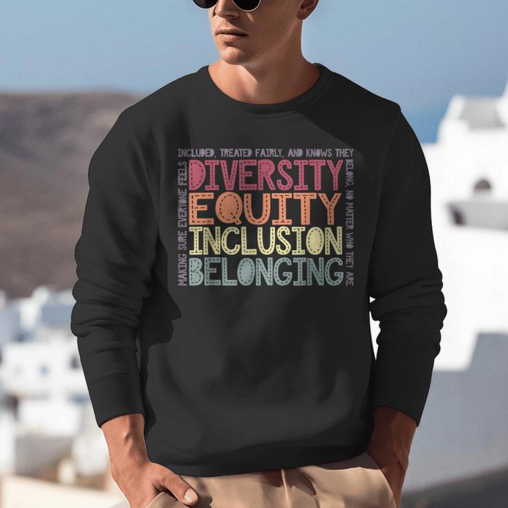 Retro Diversity Equity Inclusion Belonging DEIB Teacher Unisex Sweatshirt, funny gift Retro Diversity Equity Inclusion Belonging DEIB Teacher Unisex Sweatshirt, funny gift