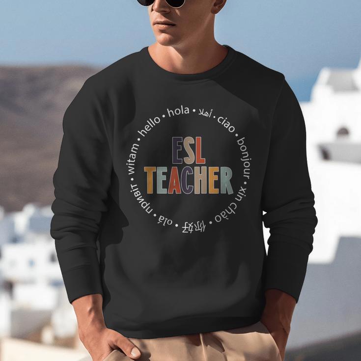Retro ESL Teacher Teach Multilingual Learners Team Unisex Sweatshirt, Esl Teacher Sweatshirts, funny gift Retro ESL Teacher Teach Multilingual Learners Team Unisex Sweatshirt, Esl Teacher Sweatshirts, funny gift