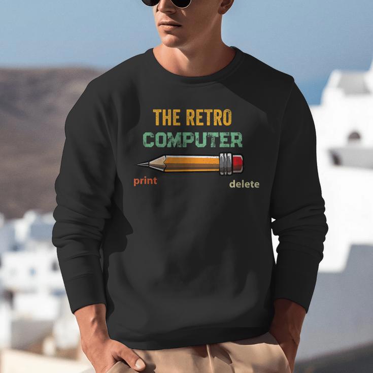 Retro Old-School Computer Pencil Tech Teacher Unisex Sweatshirt, Retro Computer Sweatshirts, funny gift