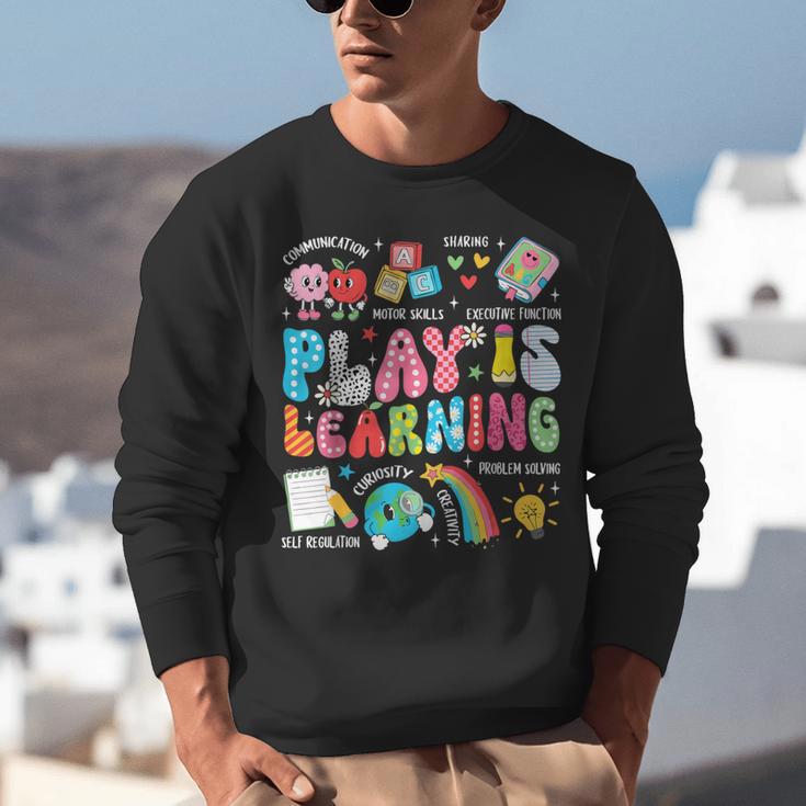 Retro Play Is Learning Kindergarten Teacher Team Women Unisex Sweatshirt, funny gift Retro Play Is Learning Kindergarten Teacher Team Women Unisex Sweatshirt, funny gift