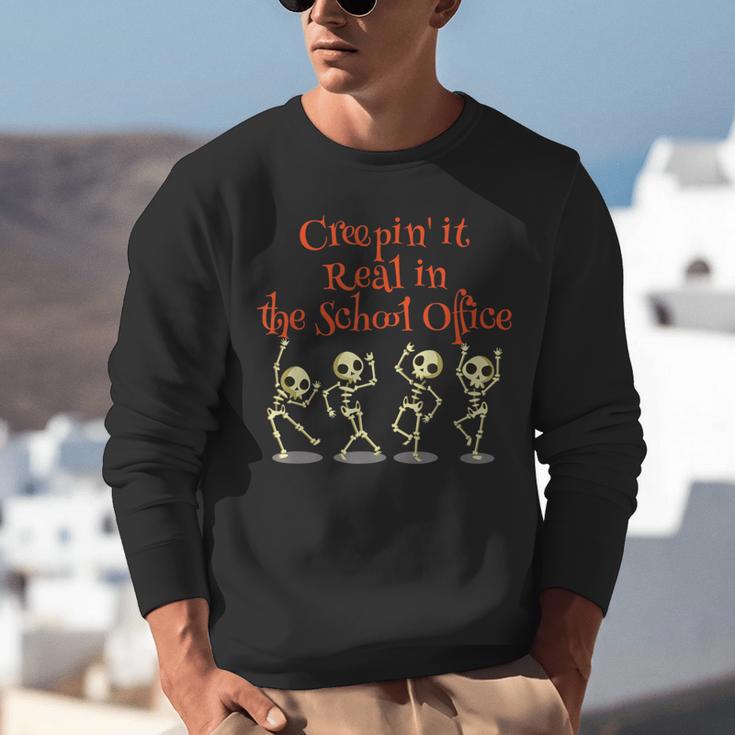 School Office Clerk Creepin' It Real HALLOWEEN Teacher Shirt Unisex Sweatshirt, funny gift