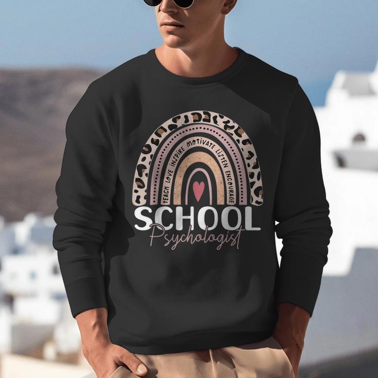 School Psych Teacher School Psychologist Leopard Rainbow Unisex Sweatshirt, funny gift School Psych Teacher School Psychologist Leopard Rainbow Unisex Sweatshirt, funny gift