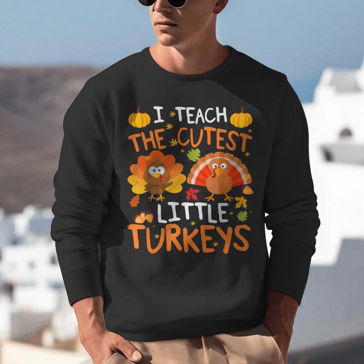 School Thankful I Teach The Cutest Little Turkeys Thanksgiving Teacher Unisex Sweatshirt, funny gift