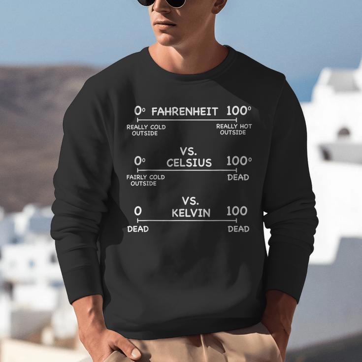 Science Teacher Engineering Temperature Scales Fahrenheit Vs Celsius Vs Kelvin Humorous -Adults - Small Short Sleeve Modern V-Neck Cotton Blend Machine Wash Unisex Sweatshirt, Science Teacher Sweatshirts, funny gift