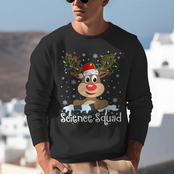 Science Teacher Squad Reindeer Christmas Teacher Xmas Lights For Men Women Unisex Sweatshirt, Science Teacher Sweatshirts, funny gift