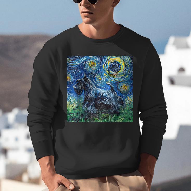 Scottish Terrier Starry Night Scotty Dog Art By Aja Unisex Sweatshirt, funny gift