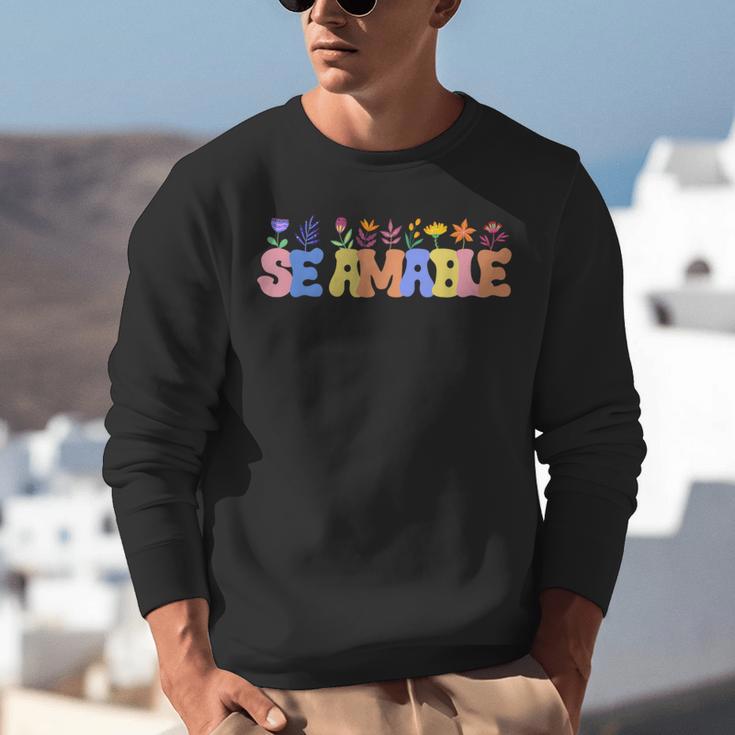 Se Amable Be Kind In Spanish Groovy Teacher Flowers Unisex Sweatshirt, Groovy Teacher Sweatshirts, funny gift Se Amable Be Kind In Spanish Groovy Teacher Flowers Unisex Sweatshirt, Groovy Teacher Sweatshirts, funny gift