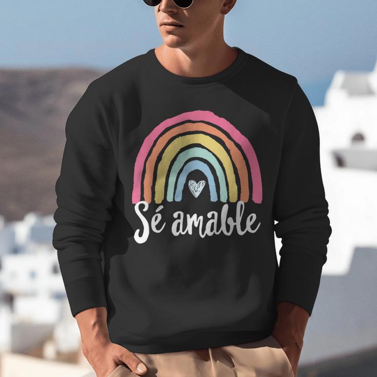Sé Amable Spanish Bilingual Teacher Be Kind Boho Rainbow Unisex Sweatshirt, funny gift Sé Amable Spanish Bilingual Teacher Be Kind Boho Rainbow Unisex Sweatshirt, funny gift