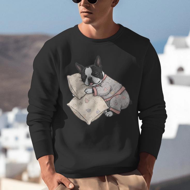 Sleepy Boston Terrier Pajama Men Women Kids Unisex Sweatshirt, funny gift