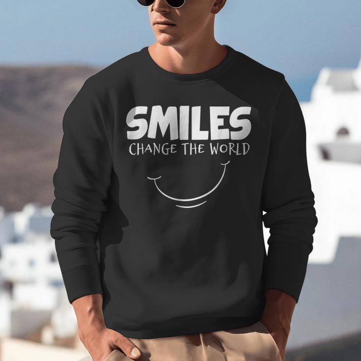 Smile Smiles Change The World Teacher T-Shirt Happy T-Shirt Unisex Sweatshirt, funny gift