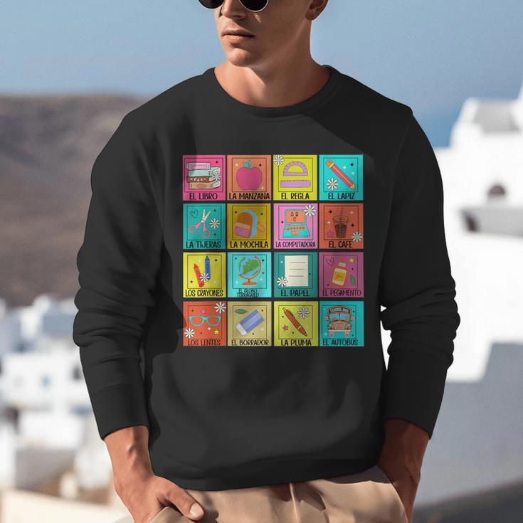 Spanish Teacher Back To School Maestra Dual Language Crew Unisex Sweatshirt, funny gift