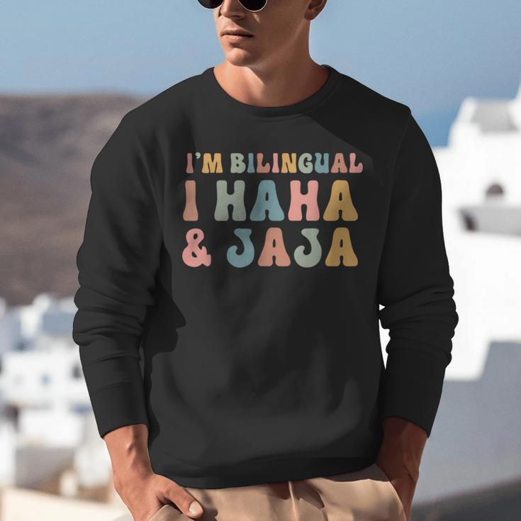 Spanish Teacher Groovy I'm Bilingual I Haha And Jaja Unisex Sweatshirt, Groovy Teacher Sweatshirts, funny gift
