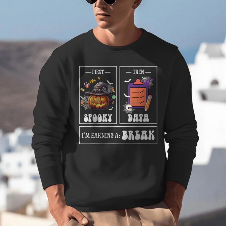 Sped Teacher Halloween First Spooky Then Data Sped Ed Team Unisex Sweatshirt, funny gift