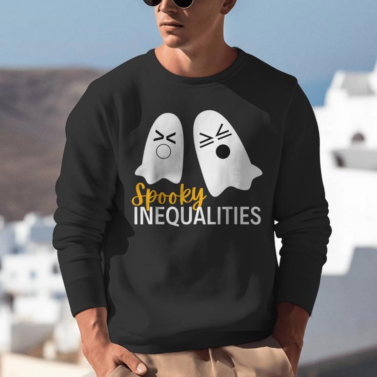 Spooky Ghost Inequalities Halloween Math Teacher Unisex Sweatshirt, funny gift
