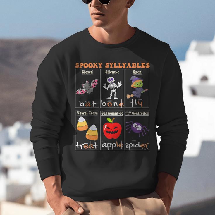 Spooky Syllables Halloween Teacher Student Education Unisex Sweatshirt, funny gift