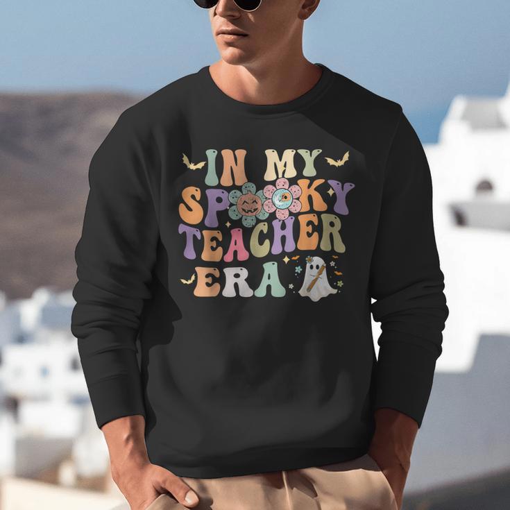 In My Spooky Teacher Era Groovy Hippie Retro Ghost Halloween Men Women Kids Unisex Sweatshirt, Groovy Teacher Sweatshirts, funny gift