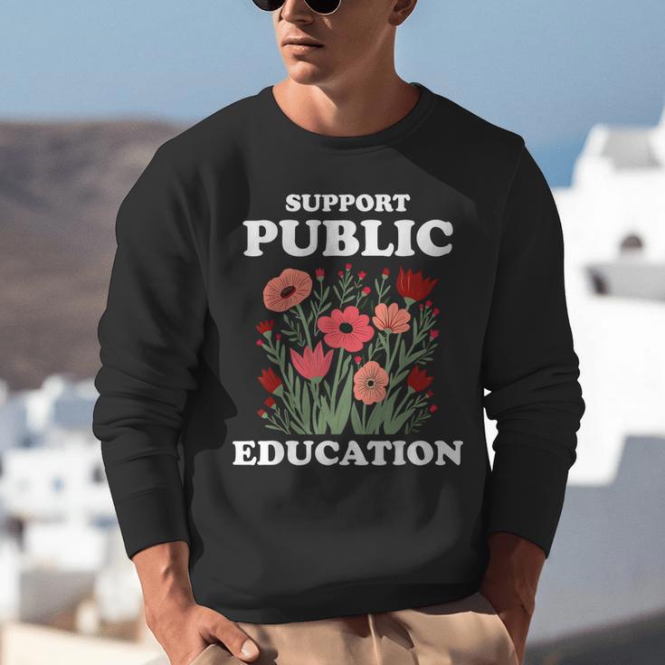 Support Public Education Cute Floral Teacher Red For Ed Unisex Sweatshirt, funny gift Support Public Education Cute Floral Teacher Red For Ed Unisex Sweatshirt, funny gift