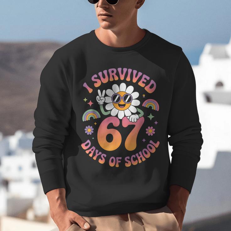 I Survived 67 Days Of School Groovy Retro Teachers Girls Unisex Sweatshirt, funny gift I Survived 67 Days Of School Groovy Retro Teachers Girls Unisex Sweatshirt, funny gift