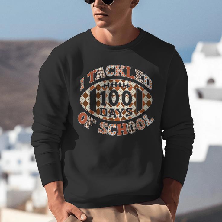 I Tackled 100 Days Of School Football Boys Girls Teachers Unisex Sweatshirt, funny gift