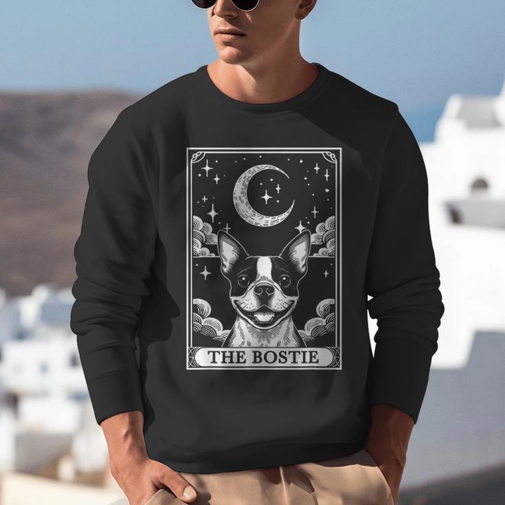 Tarot Card Vintage Crescent Moon Boston Terrier Dog Mom Unisex Sweatshirt, Boston Terrier Tarot Sweatshirts, Boston Terrier Mom Sweatshirts, funny gift