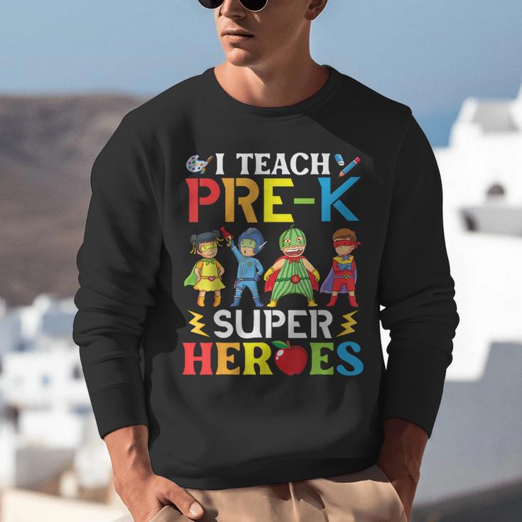 I Teach Pre-K Superheroes Students Teacher Back To School Unisex Sweatshirt, funny gift I Teach Pre-K Superheroes Students Teacher Back To School Unisex Sweatshirt, funny gift