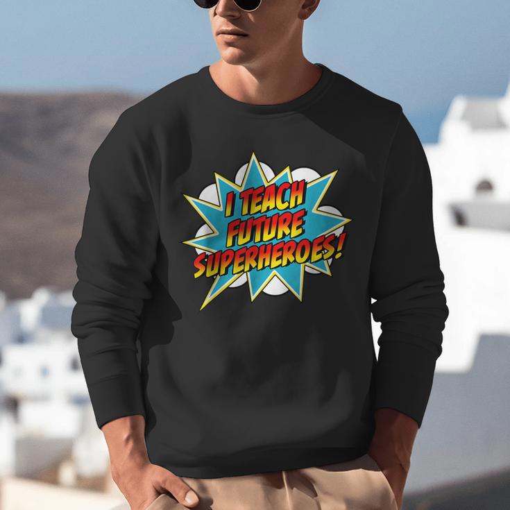 I Teach Superheroes Retro Comic Super Teacher Graphic Unisex Sweatshirt, Super Teacher Sweatshirts, funny gift I Teach Superheroes Retro Comic Super Teacher Graphic Unisex Sweatshirt, Super Teacher Sweatshirts, funny gift