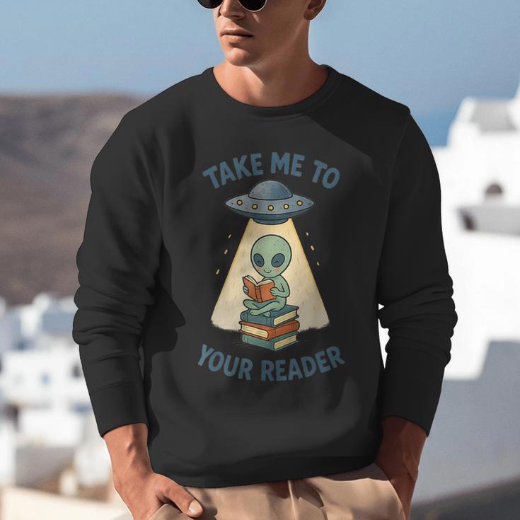 Teacher Alien Books UFO Reading Take Me To Your Reader Unisex Sweatshirt, funny gift Teacher Alien Books UFO Reading Take Me To Your Reader Unisex Sweatshirt, funny gift